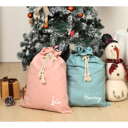 Personalised Canvas Santa Sacks - Blush