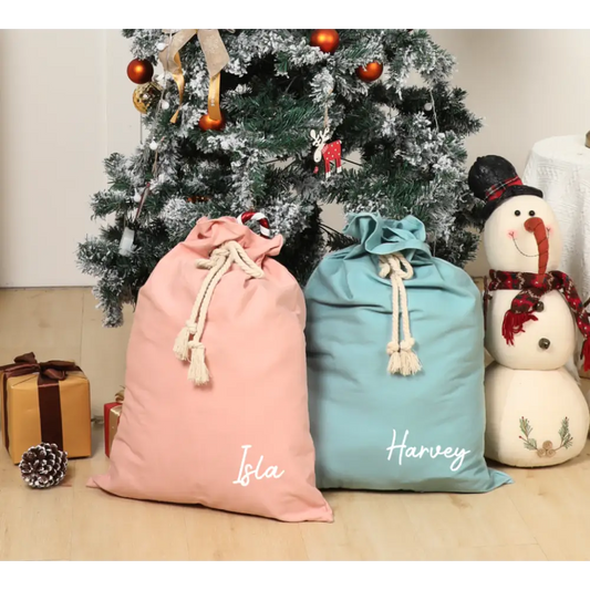 Personalised Canvas Santa Sacks - Cream - Timber Tinkers