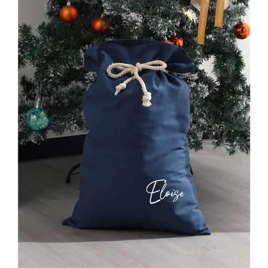 Personalised Canvas Santa Sacks - Navy - Timber Tinkers