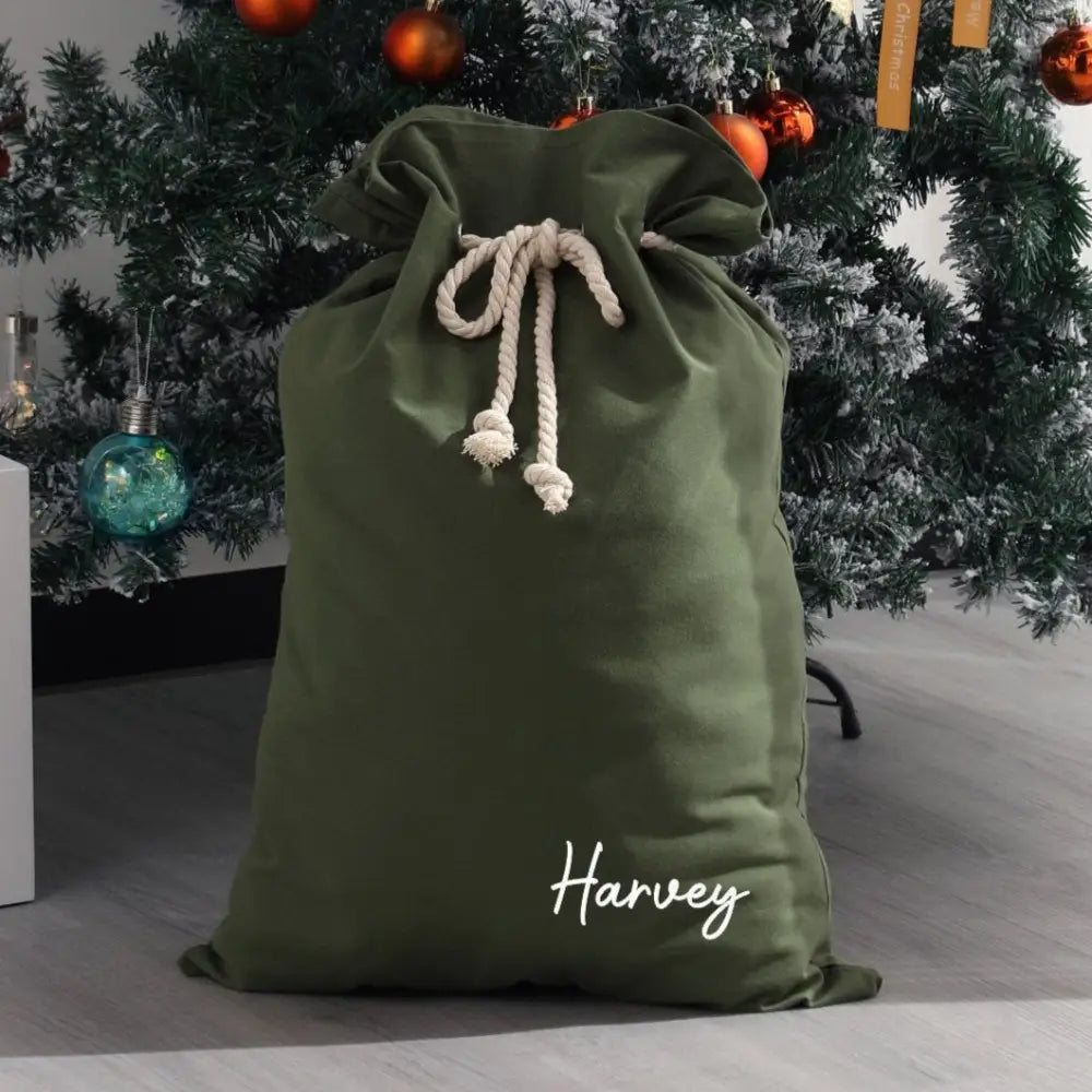 Personalised Canvas Santa Sacks - Navy