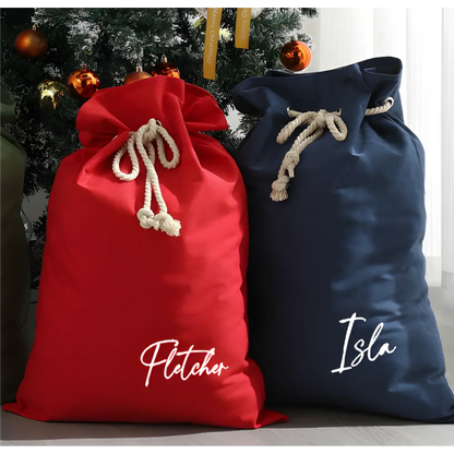 Personalised Canvas Santa Sacks - Navy