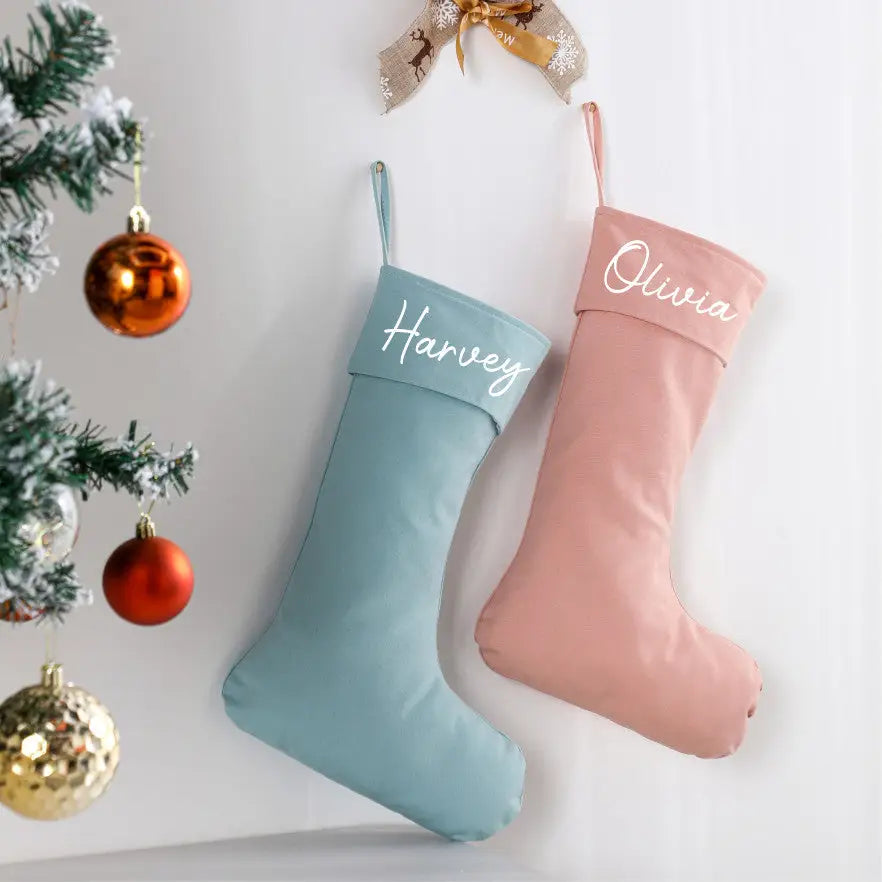 Personalised Canvas Stockings - Cream