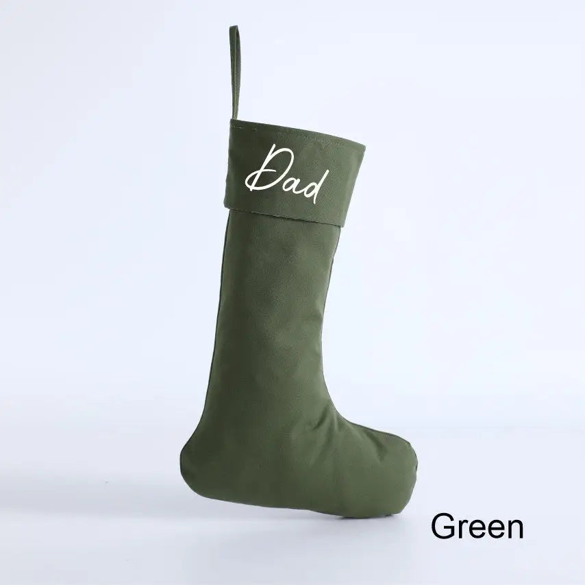 Personalised Canvas Stockings - Green - Timber Tinkers