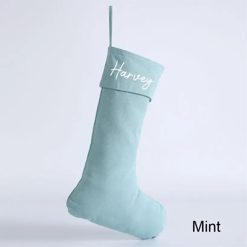 Personalised Canvas Stockings - Green - Timber Tinkers