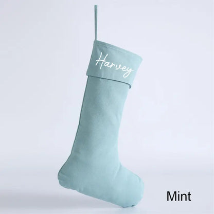 Personalised Canvas Stockings - Mint