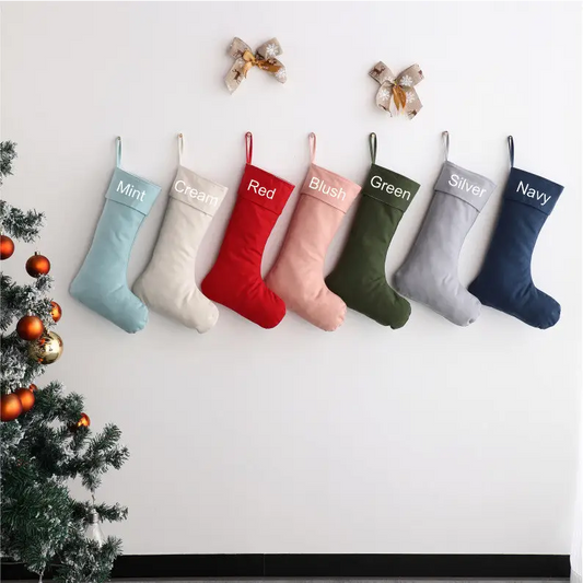 Personalised Canvas Stockings - Mint - Timber Tinkers