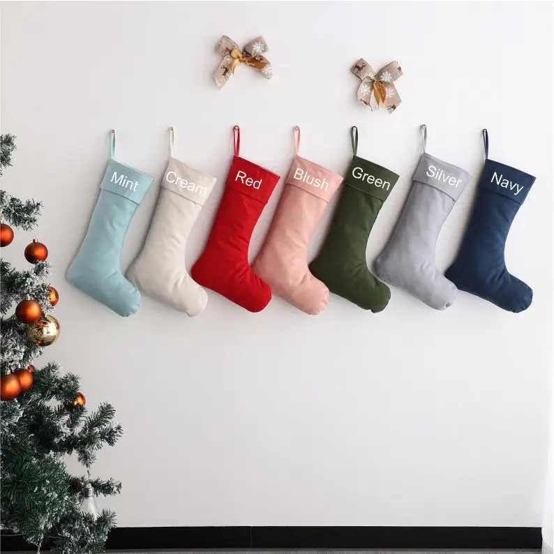 Personalised Canvas Stockings - Silver