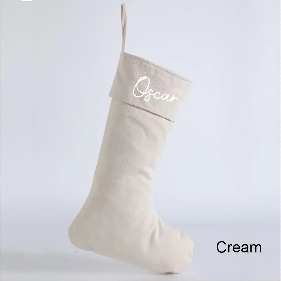 Personalised Canvas Stockings - Silver