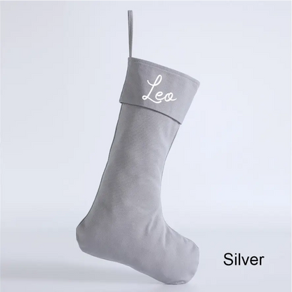 Personalised Canvas Stockings - Silver