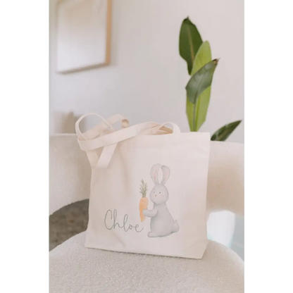 Personalised Easter Egg Hunt Bag - Grey Bunny