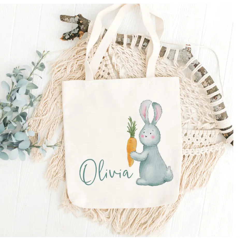 Personalised Easter Egg Hunt Bag - Grey Bunny