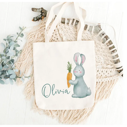 Personalised Easter Egg Hunt Bag - Grey Bunny