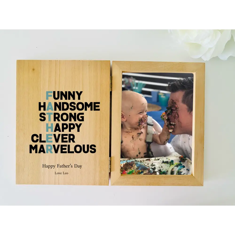 Personalised Father's Day Photo Frame - FATHER - Timber Tinkers