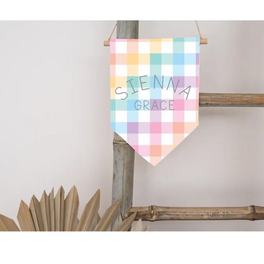 Personalised Flag - Pastel Gingham