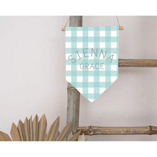 Personalised Flag - Sage Gingham