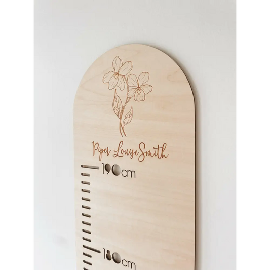 Personalised Growth Chart - Birth Flower - Timber Tinkers