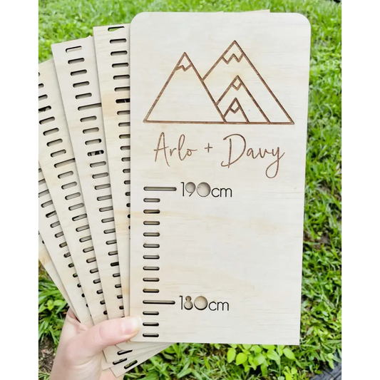 Personalised Growth Chart - Mountains - Timber Tinkers