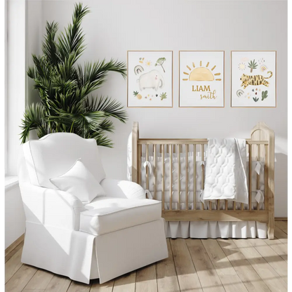 Personalised Jungle Wooden Canvas Print Set