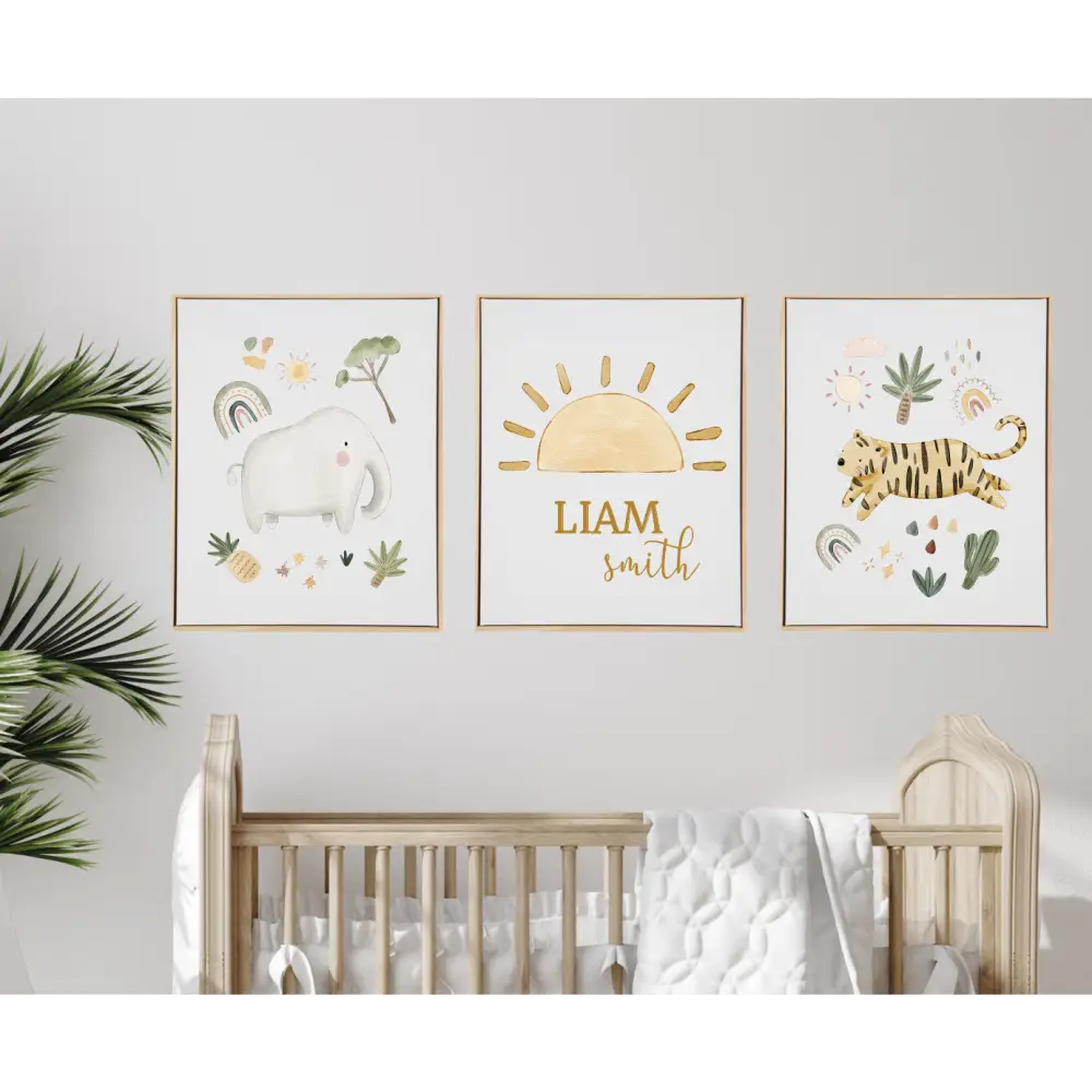 Personalised Jungle Wooden Canvas Print Set