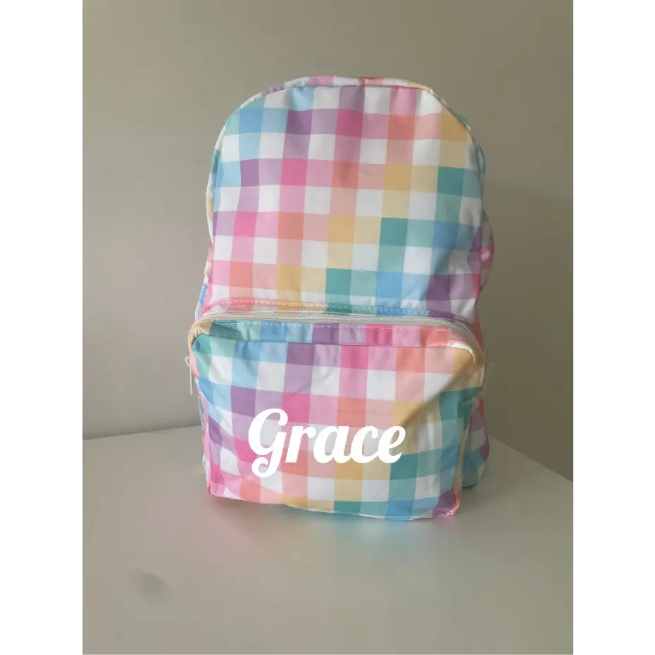 Personalised Kids Backpack - Pastel Gingham