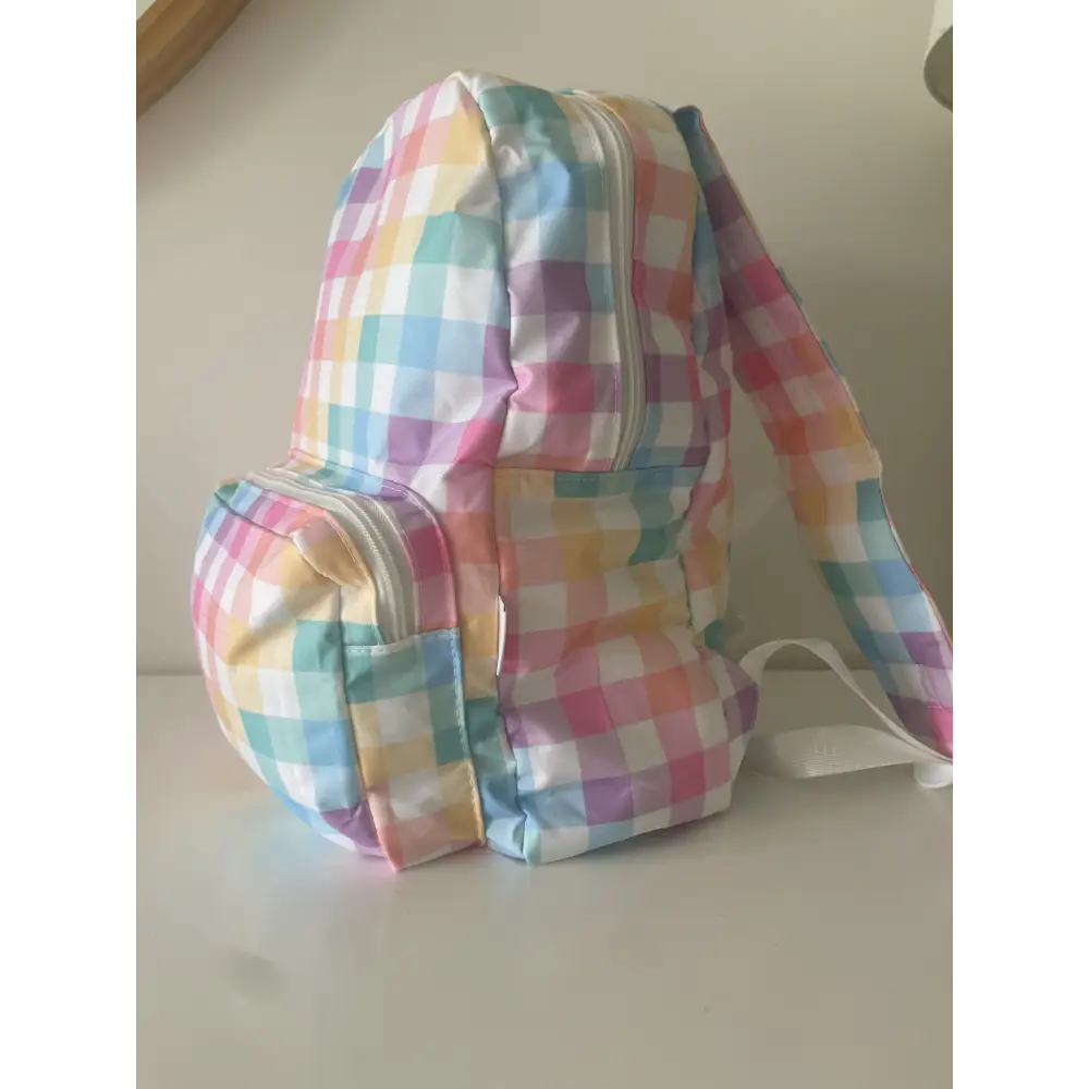 Personalised Kids Backpack - Pastel Gingham