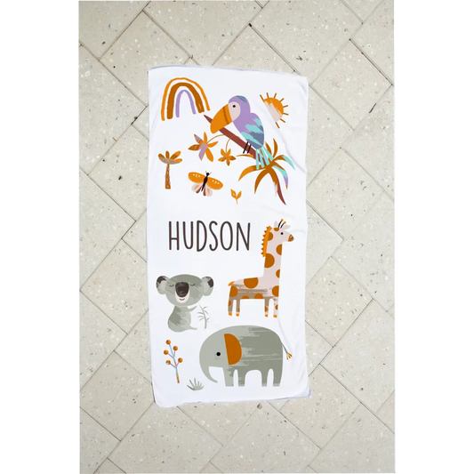 Personalised Kids Towel - Jungle Animals