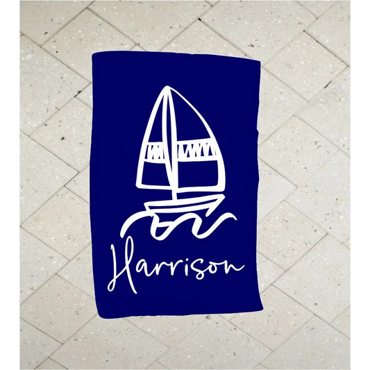 Personalised Kids Towel - Sail Boat