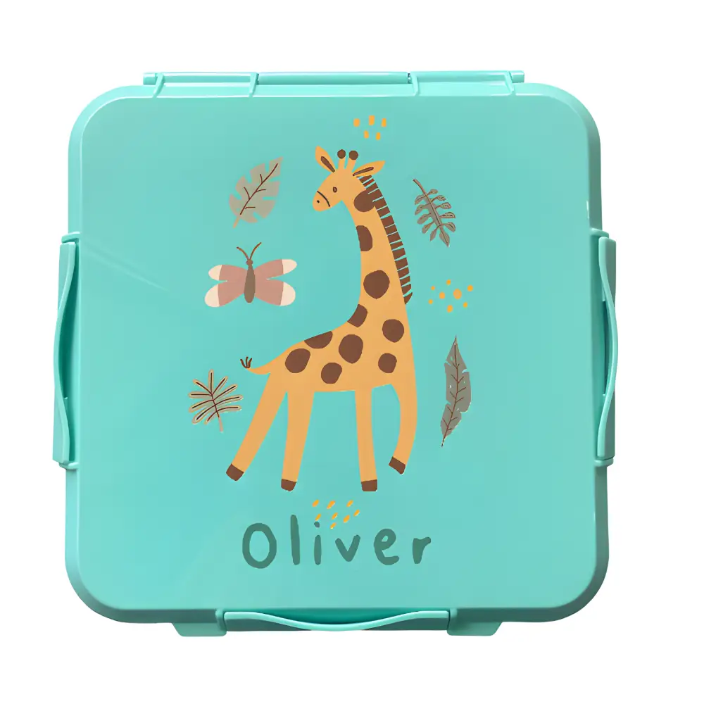 Personalised Mint Lunch Box - Giraffe