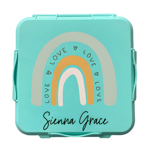 Personalised Mint Lunch Box - Love Rainbow