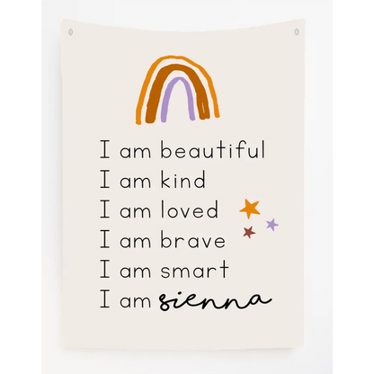 Personalised Rainbow Affirmation Canvas Wall Hang