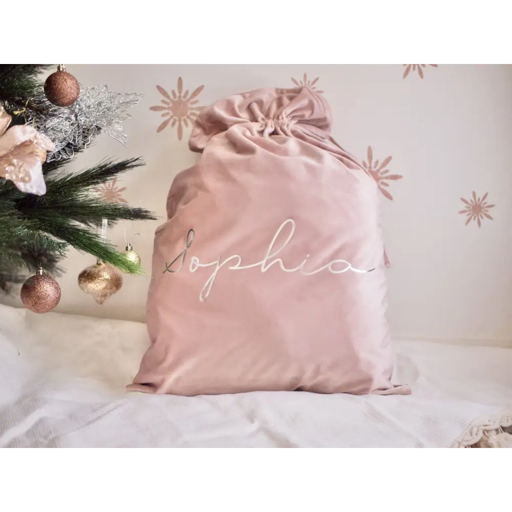 Personalised Velvet Santa Sack - Blush