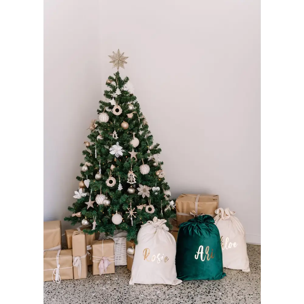 Personalised Velvet Santa Sack - Green