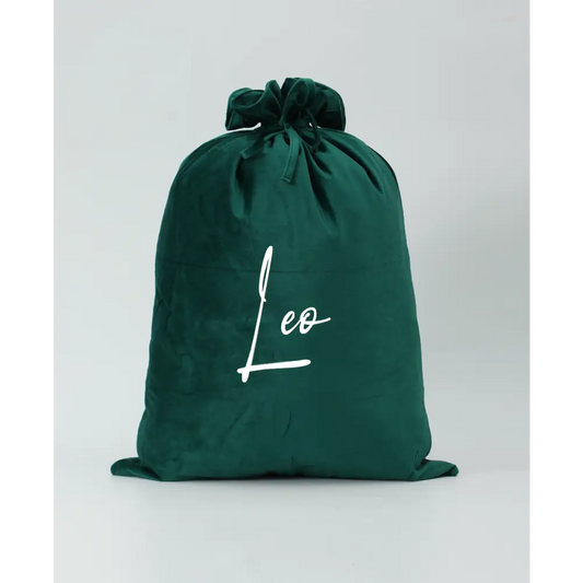 Personalised Velvet Santa Sack - Green - Timber Tinkers