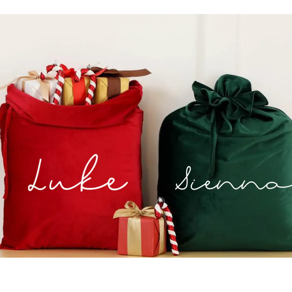 Personalised Velvet Santa Sack - Green