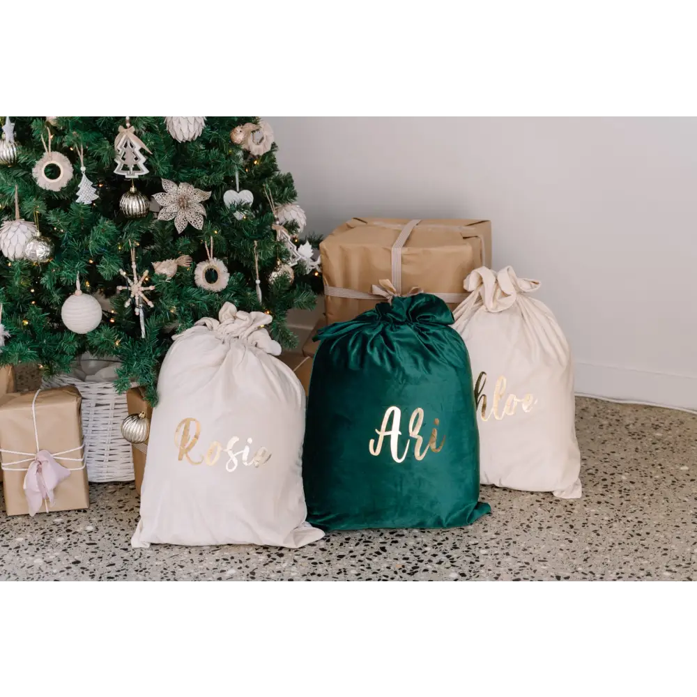 Personalised Velvet Santa Sack - Green