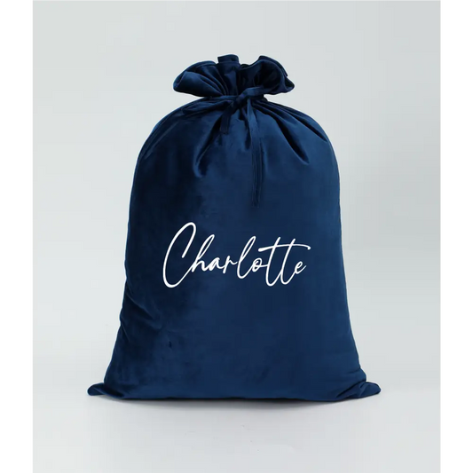 Personalised Velvet Santa Sack - Navy