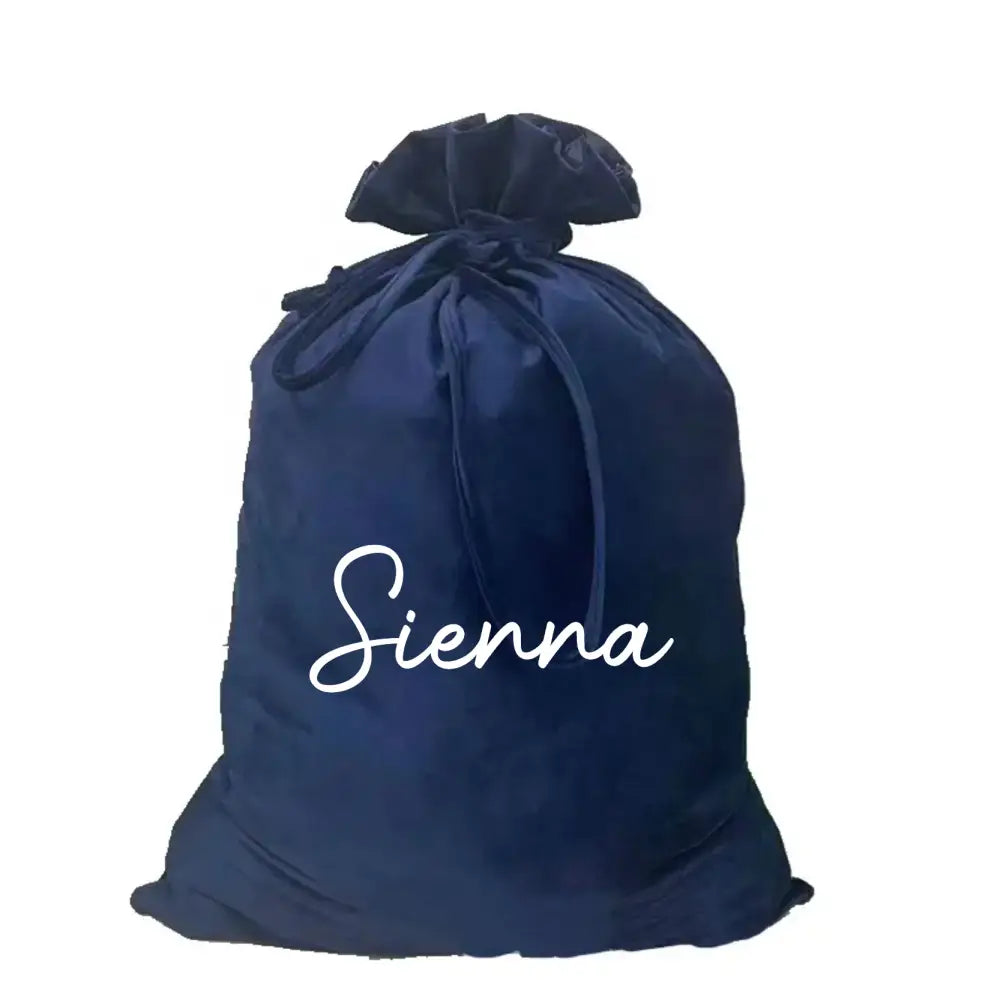 Personalised Velvet Santa Sack - Navy