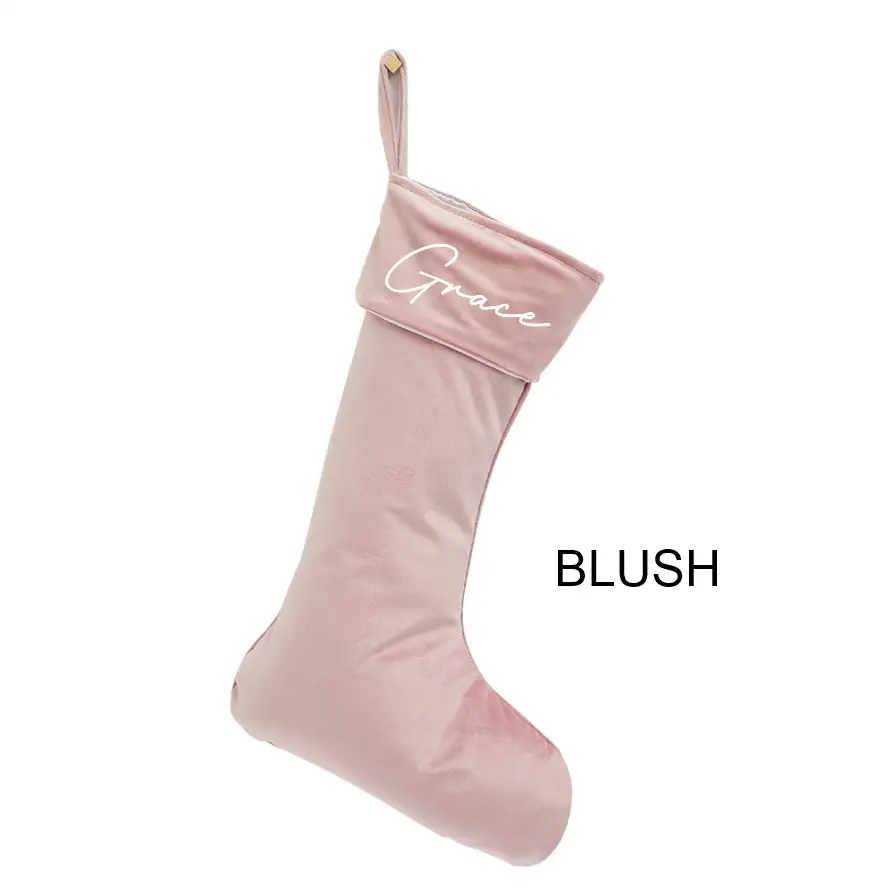 Personalised Velvet Stockings - Blush