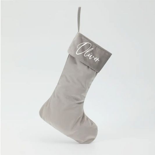 Personalised Velvet Stockings - Silver