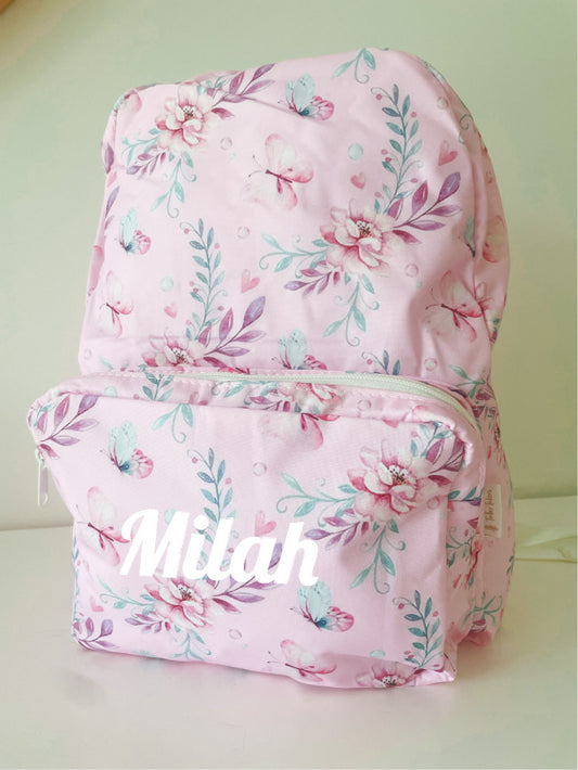 Personalised Kids Backpack - Pink Butterfly