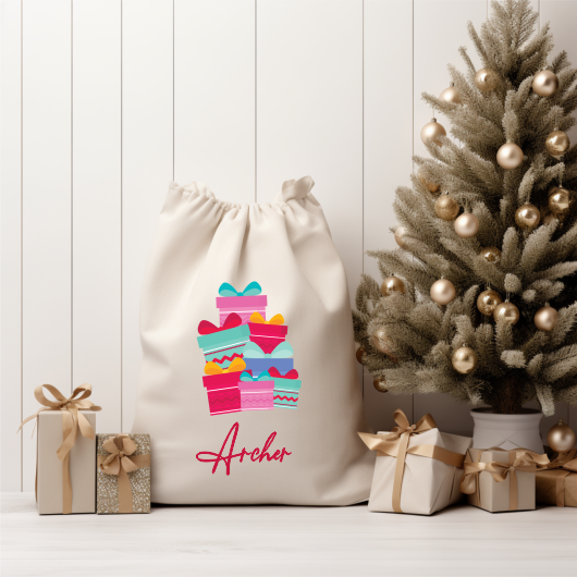 Personalised Linen Santa Sack - Christmas Presents