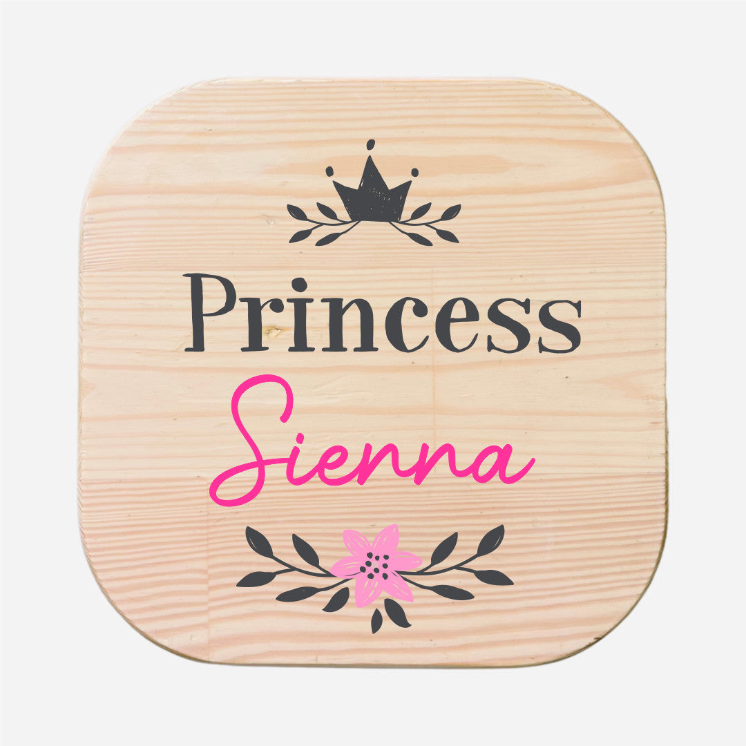 Personalised Kids Wooden Stool - Princess