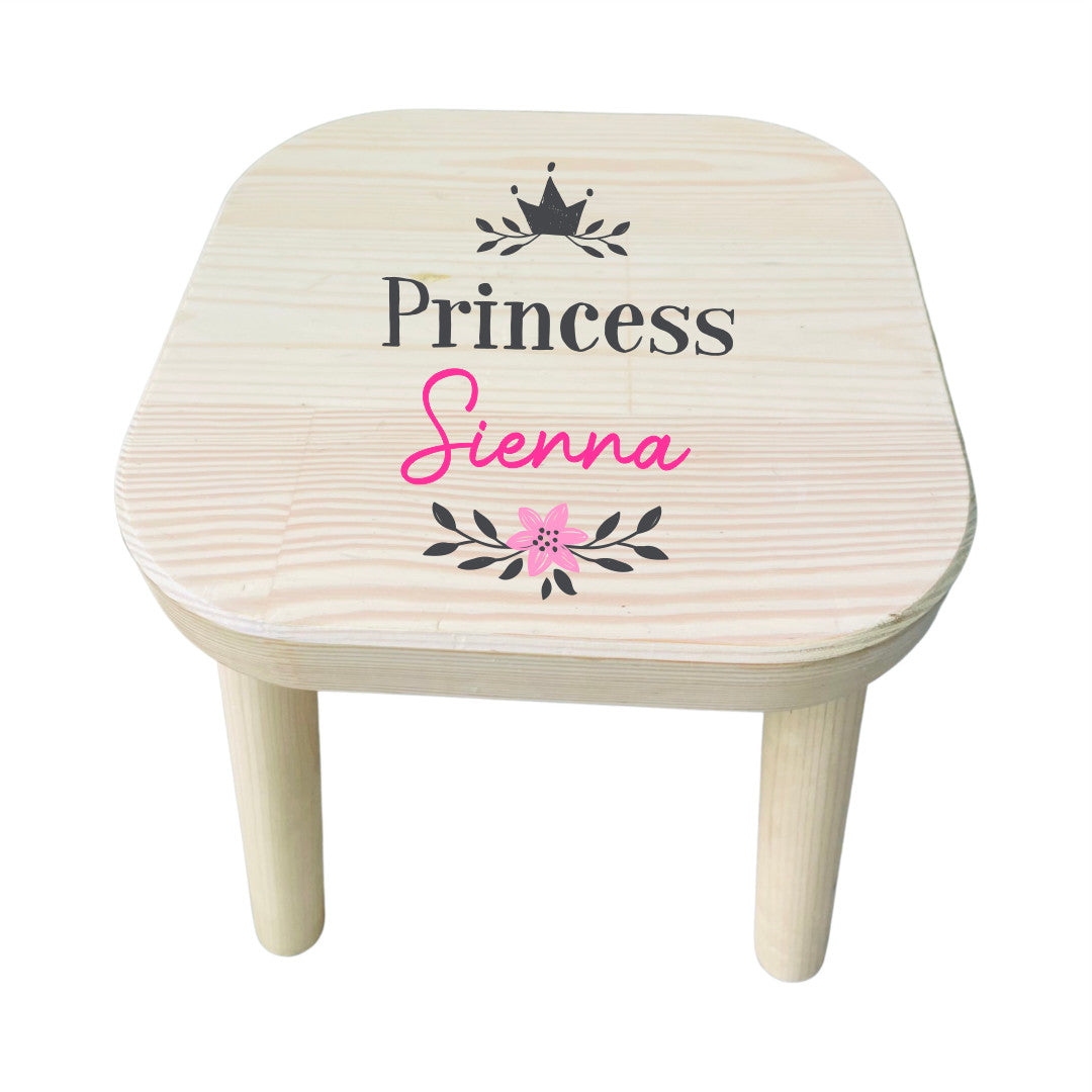 Personalised Kids Wooden Stool - Princess