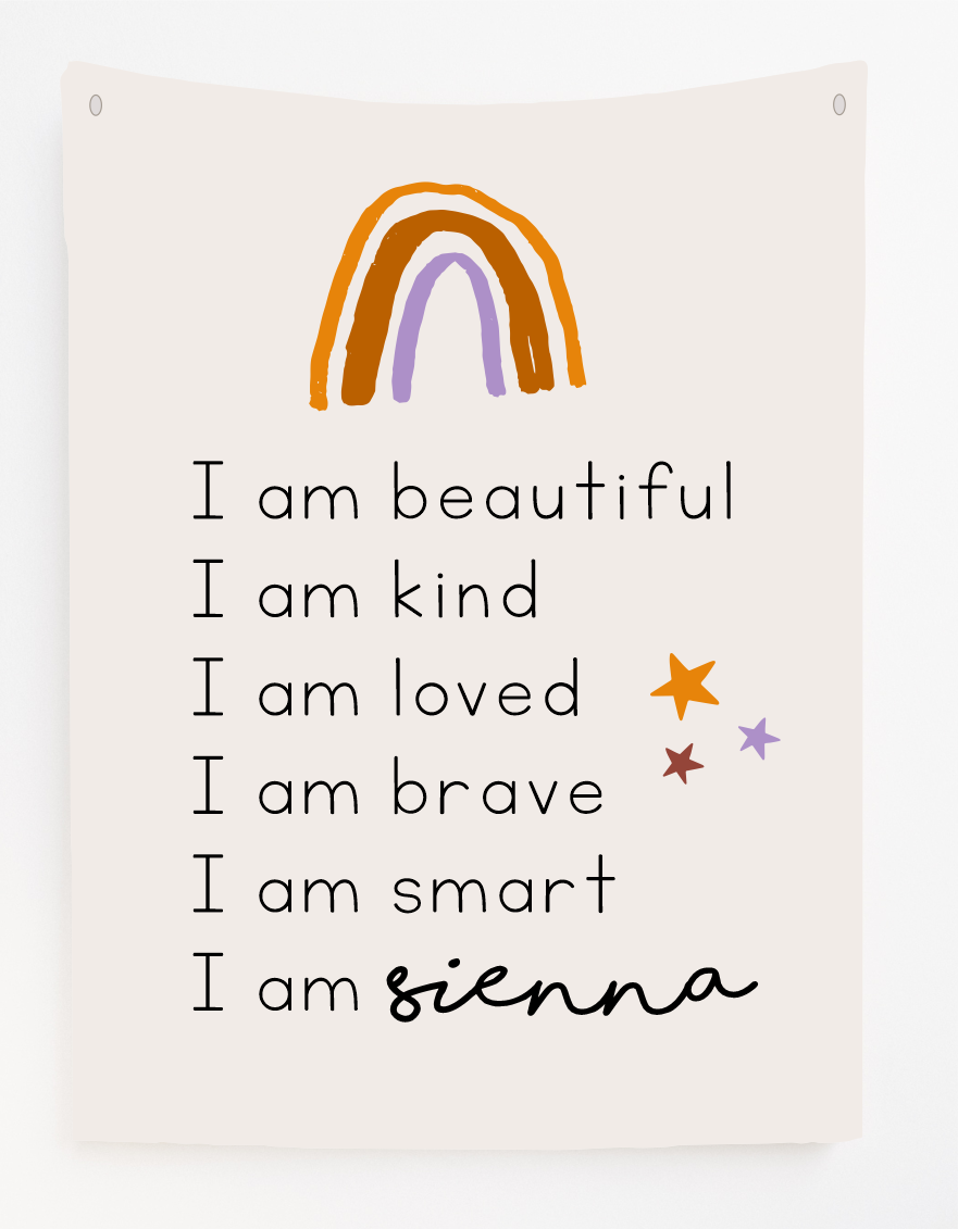 Personalised Rainbow Affirmation Canvas Wall Hang