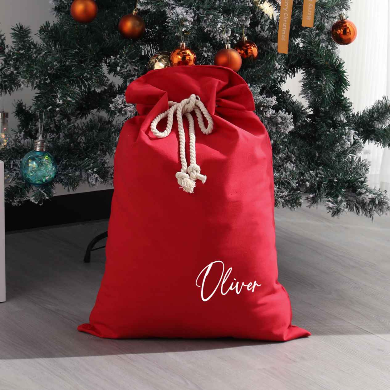 Personalised Canvas Santa Sacks - Red