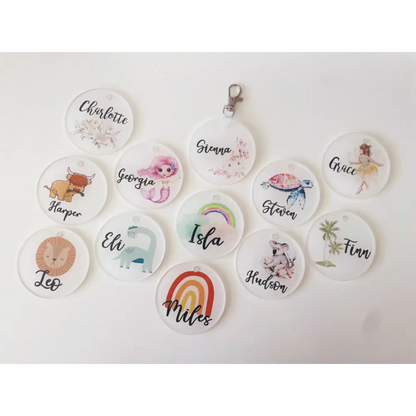 Round Acrylic Bag Tag - Multiple Designs