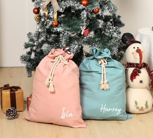 Personalised Canvas Santa Sacks - Blush