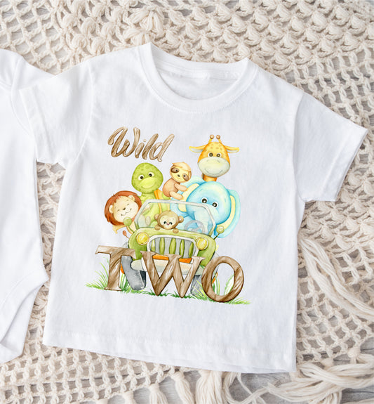 Two Wild Safari Baby Birthday T-Shirt