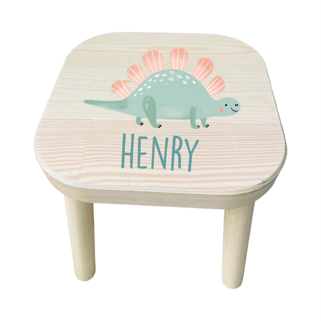 Personalised Kids Wooden Stool - Stegosaurus