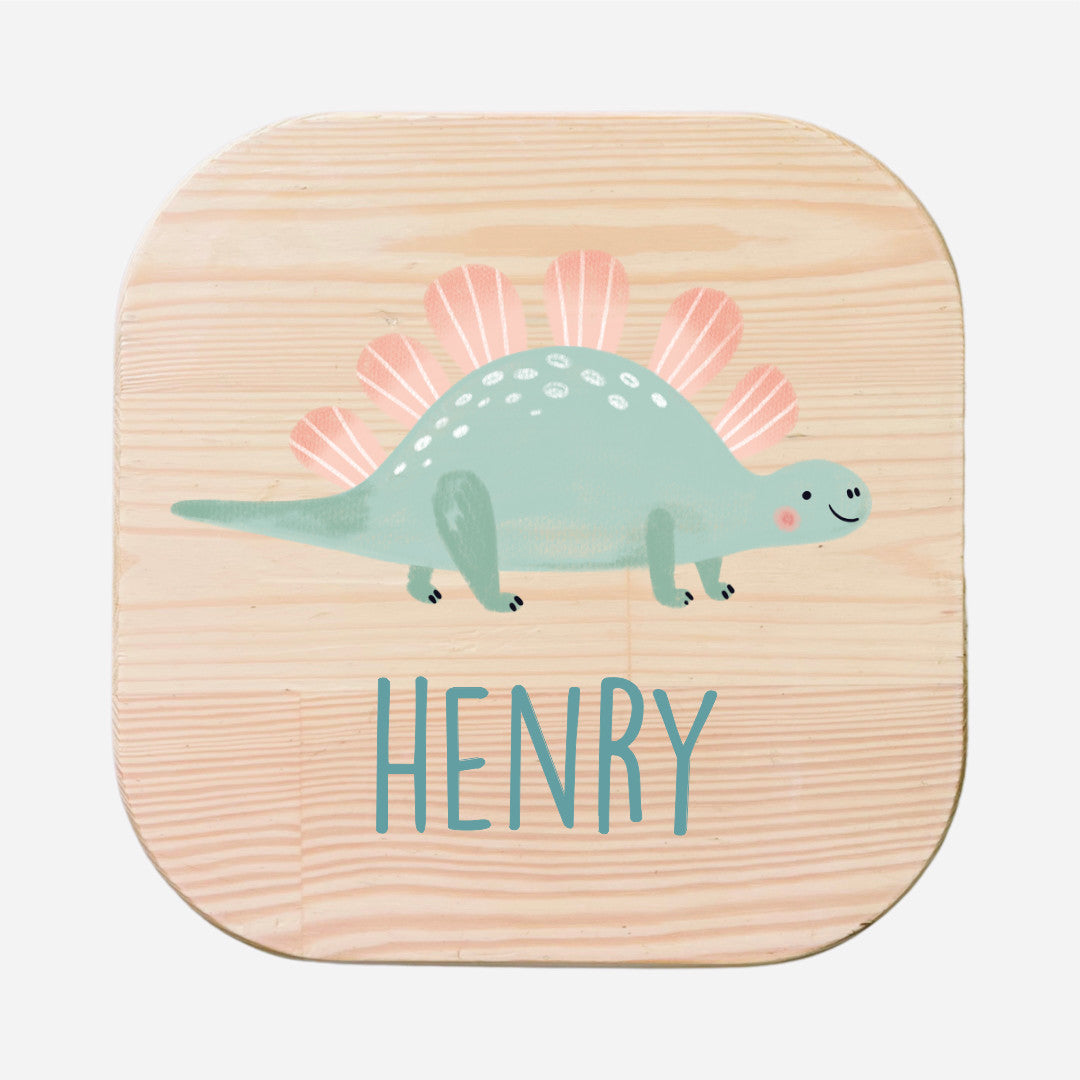 Personalised Kids Wooden Stool - Stegosaurus